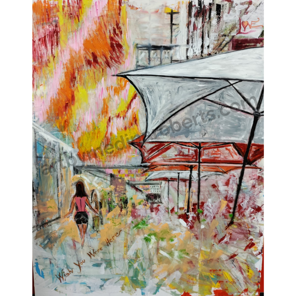 City Center #4 - Wish you were here 50 x 50 / Oil over Acrylic